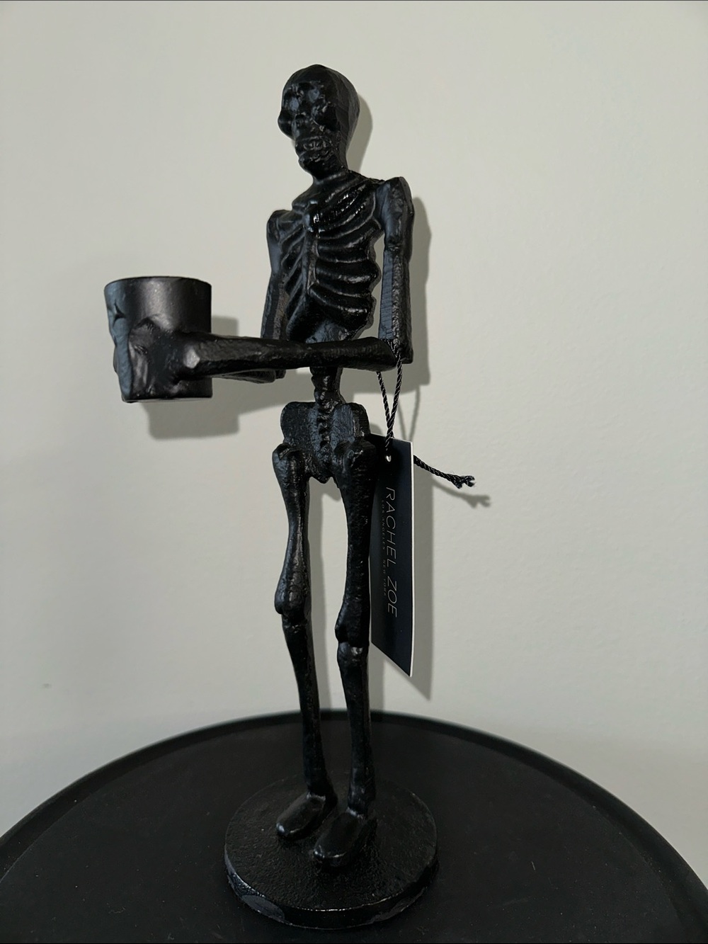 Halloween Rachel Zoe Black Skeleton Candle Holder Statue